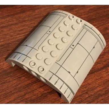 light bluish gray slope curved 8 x 8 x 2 double with sw resistance bomber fuselage pattern on both sides stickers - set 75188