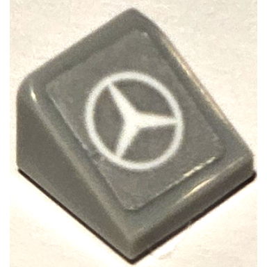 light bluish gray slope 30 1 x 1 x 2 3 with white mercedes-benz logo pattern sticker - set 75883