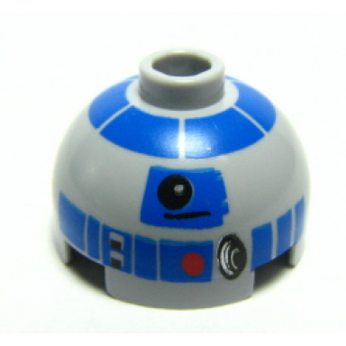 light bluish gray brick round 2 x 2 dome top with blue pattern r2-d2