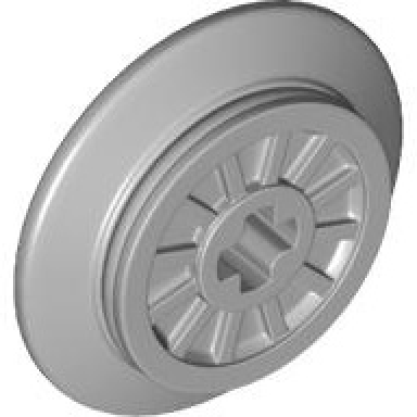 light bluish gray train wheel rc spoked with technic axle hole and rubber friction band