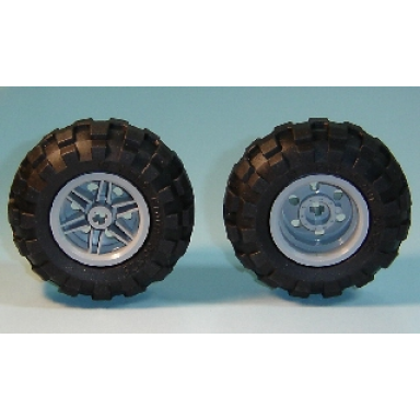 light bluish gray wheel 30.4mm d x 20mm with no pin holes and reinforced rim with black tire 56 x 26 balloon 56145 55976