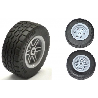 light bluish gray wheel 30.4mm d x 20mm with no pin holes and reinforced rim with black tire 49.5 x 20 56145 15413
