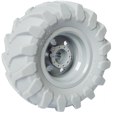 light bluish gray wheel 30.4mm d x 20mm with no pin holes and reinforced rim with light bluish gray tire 56 x 26 tractor 56145 70695