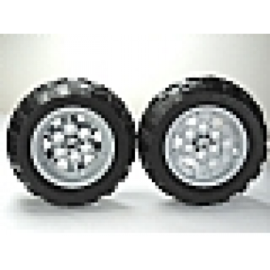 light bluish gray wheel 43.2mm d x 26mm technic racing small 6 pin holes with black tire 68.7 x 34 r 56908 61480