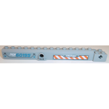 light bluish gray crane arm outside wide with pin hole at mid-point with jkn model 60195 caution orange and white danger stripes pattern on both sides stickers - set 60195