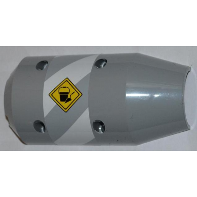 light bluish gray vehicle tipper drum 3 x 6 x 10 half with 4 pin holes and bucket and trowel on sign pattern model left sticker - set 60018