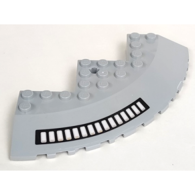 light bluish gray brick round corner 10 x 10 with slope 33 edge axle hole facet cutout with large vent pattern model right side sticker - set 7678