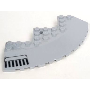 light bluish gray brick round corner 10 x 10 with slope 33 edge axle hole facet cutout with small vent pattern model left side sticker - set 7678