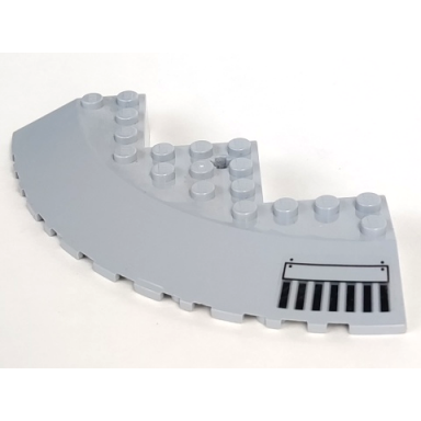 light bluish gray brick round corner 10 x 10 with slope 33 edge axle hole facet cutout with small vent pattern model right side sticker - set 7678