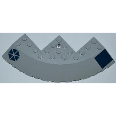 light bluish gray brick round corner 10 x 10 with slope 33 edge axle hole facet cutout with separatist logo and dark blue square pattern right stickers - set 8018