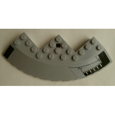 light bluish gray brick round corner 10 x 10 with slope 33 edge axle hole facet cutout with spikes and dark blue stripe pattern model right side stickers - set 75042