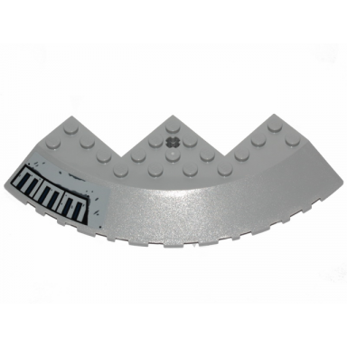 light bluish gray brick round corner 10 x 10 with slope 33 edge axle hole facet cutout with sw dark blue stripes pattern model left side sticker - set 75233