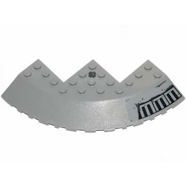light bluish gray brick round corner 10 x 10 with slope 33 edge axle hole facet cutout with sw dark blue stripes pattern model right side sticker - set 75233