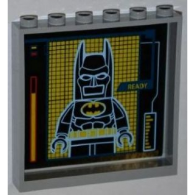 light bluish gray panel 1 x 6 x 5 with ready and batman on screen pattern on inside sticker - set 6860