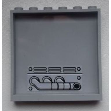 light bluish gray panel 1 x 6 x 5 with exhaust pipe pattern on inside sticker - set 9486