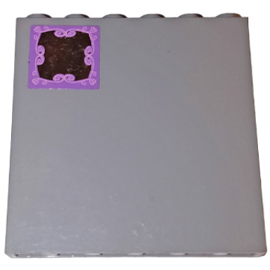 light bluish gray panel 1 x 6 x 5 with mirror and medium lavender ornate frame pattern sticker - set 41055
