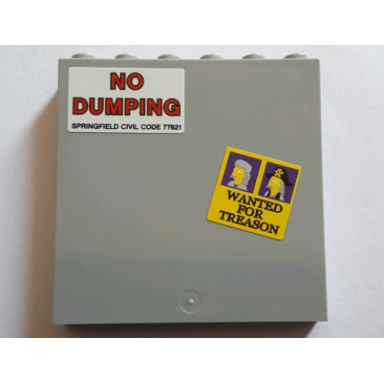 light bluish gray panel 1 x 6 x 5 with no dumping springfield civil code 77621 and wanted for treason pattern stickers - set 71016