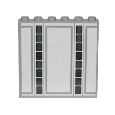 light bluish gray panel 1 x 6 x 5 with sw cloud city gray lines and panels wall ornament pattern sticker - set 75222