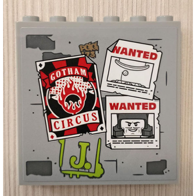 light bluish gray panel 1 x 6 x 5 with wall wanted and gotham circus pattern sticker - set 70921