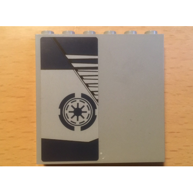 light bluish gray panel 1 x 6 x 5 with dark blue sw republic logo pattern model right side sticker - set 75046