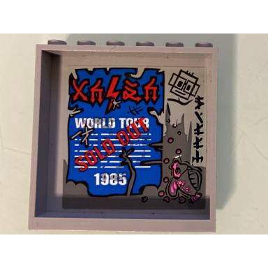 light bluish gray panel 1 x 6 x 5 with world tour sold out 1985 pattern on inside sticker - set 70640