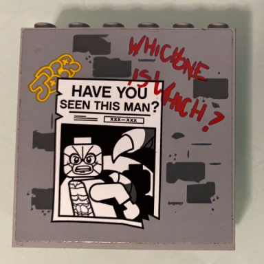 light bluish gray panel 1 x 6 x 5 with have you seen this man newspaper page scorpion picture and whichone iswhich? pattern sticker - set 76057