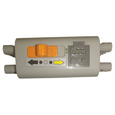 light bluish gray electric 9v battery box 4 x 11 x 7 pf with black and yellow arrows pattern sticker - set 9397