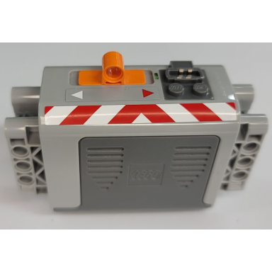light bluish gray electric 9v battery box 4 x 11 x 7 pf with red and white danger stripes and triangles pattern sticker - set 42009