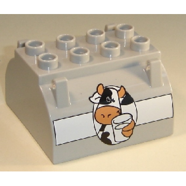 light bluish gray duplo container tank upper section with cow holding glass of milk large pattern