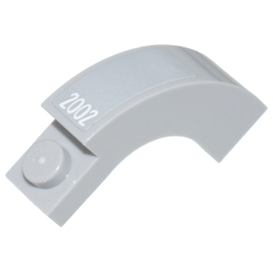 light bluish gray arch 1 x 3 x 2 curved top with white 2002 on light bluish gray background pattern sticker - set 10299
