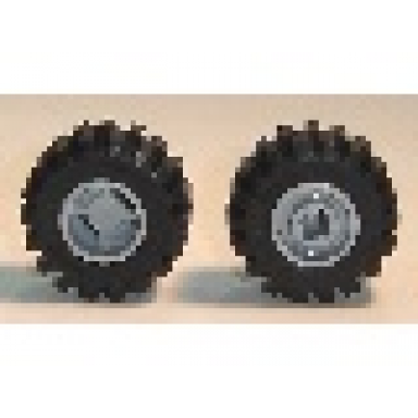 light bluish gray wheel 11mm d x 12mm hole notched for wheels holder pin with black tire offset tread small wide raised groove 6014b 60700