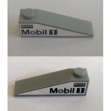 light bluish gray slope 18 4 x 1 with boss and mobil 1 on silver background pattern on both sides stickers - set 75911