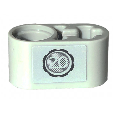 light bluish gray technic liftarm thick 1 x 2 - axle hole with black cog with number 20 pattern model left side sticker - set 42132