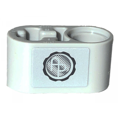 light bluish gray technic liftarm thick 1 x 2 - axle hole with black cog with ap pattern model right side sticker - set 42132