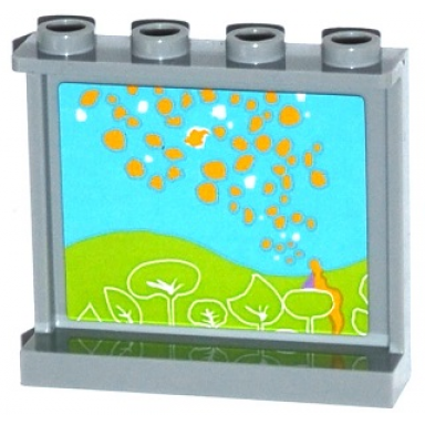 light bluish gray panel 1 x 4 x 3 with side supports - hollow studs with flowers and pollen painting pattern on inside sticker - set 41054
