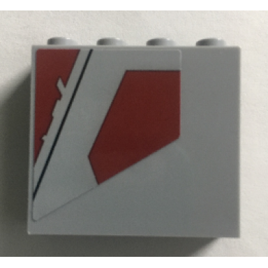 light bluish gray panel 1 x 4 x 3 with side supports - hollow studs with black line and dark red pattern model left side sticker - set 75157