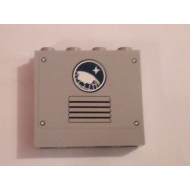 light bluish gray panel 1 x 4 x 3 with side supports - hollow studs with arctic explorer logo and vents pattern sticker - set 60062