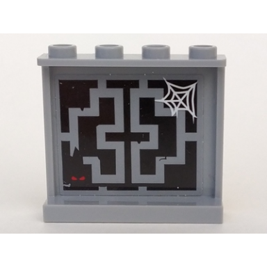 light bluish gray panel 1 x 4 x 3 with side supports - hollow studs with spider web and asian lattice pattern sticker - set 70617