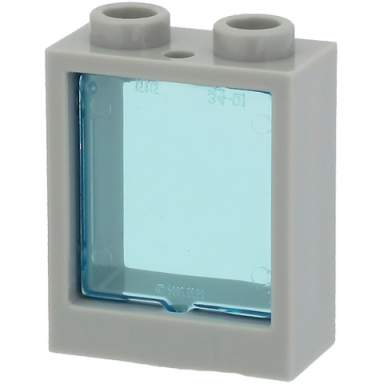 light bluish gray window 1 x 2 x 2 flat front with trans-light blue glass 60592 60601