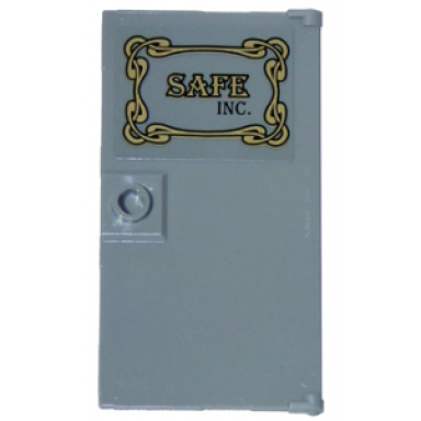 light bluish gray door 1 x 4 x 6 with stud handle with safe inc pattern sticker - set 60137