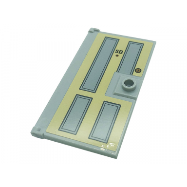 light bluish gray door 1 x 4 x 6 with stud handle with 5b peephole and lock pattern sticker - set 21328
