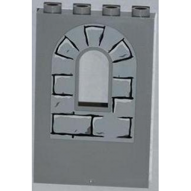 light bluish gray panel 1 x 4 x 5 wall with window with bricks 3 outlined on arch black mortar dark bluish gray and white highlights pattern sticker - sets 4183 7946