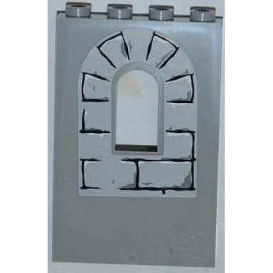 light bluish gray panel 1 x 4 x 5 wall with window with bricks 4 outlined on arch black mortar dark bluish gray and white highlights pattern sticker - sets 4183 7946