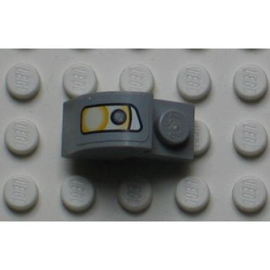 light bluish gray slope curved 2 x 1 x 1 1 3 with recessed stud with headlight pattern model right side sticker - set 8654