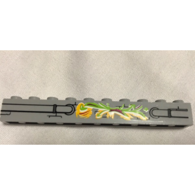 light bluish gray brick 1 x 10 with pipes and lime and light orange splash pattern sticker - set 79117