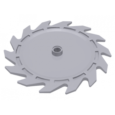 light bluish gray technic circular saw blade 9 x 9 with pin hole and teeth in same direction