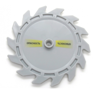light bluish gray technic circular saw blade 9 x 9 with pin hole and teeth in same direction with cyrillic characters ðððð¡ððð¡ð¢b opasnostb pattern model left side stickers - set 7626