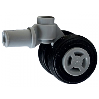 light bluish gray technic pin with dual wheels holder with light bluish gray wheels with slot and black tires 61483 34337 59895