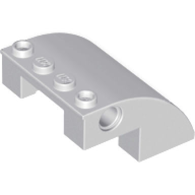 light bluish gray slope curved 4 x 4 x 2 with 4 studs and pin holes