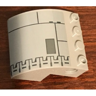 light bluish gray slope curved 4 x 4 x 2 with 4 studs and pin holes with sw resistance bomber fuselage pattern model left side sticker - set 75188